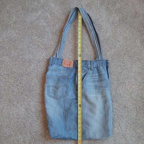 Levi's Jeans Bag Boho Shoulder Tote Custom Handmade Cotton Lined - Picture 2 of 15